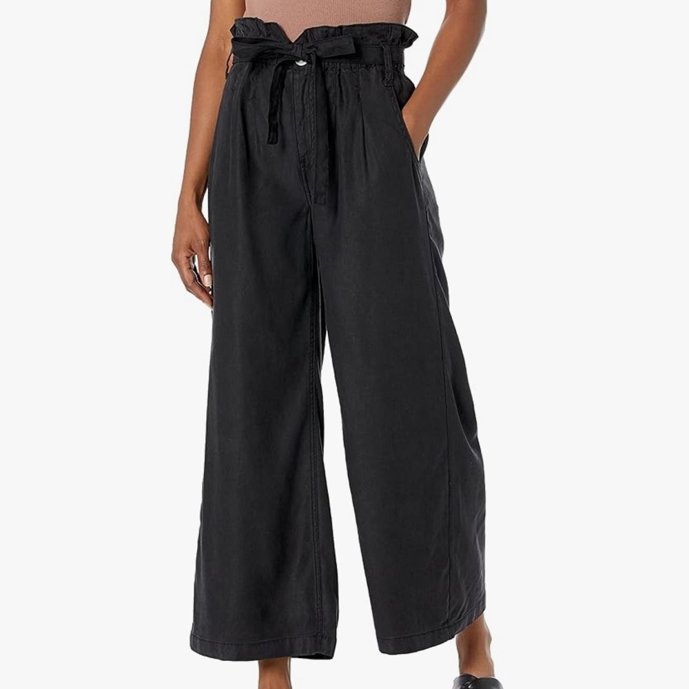 Hudson Black Wide Leg Paper Bag Trouser Pant